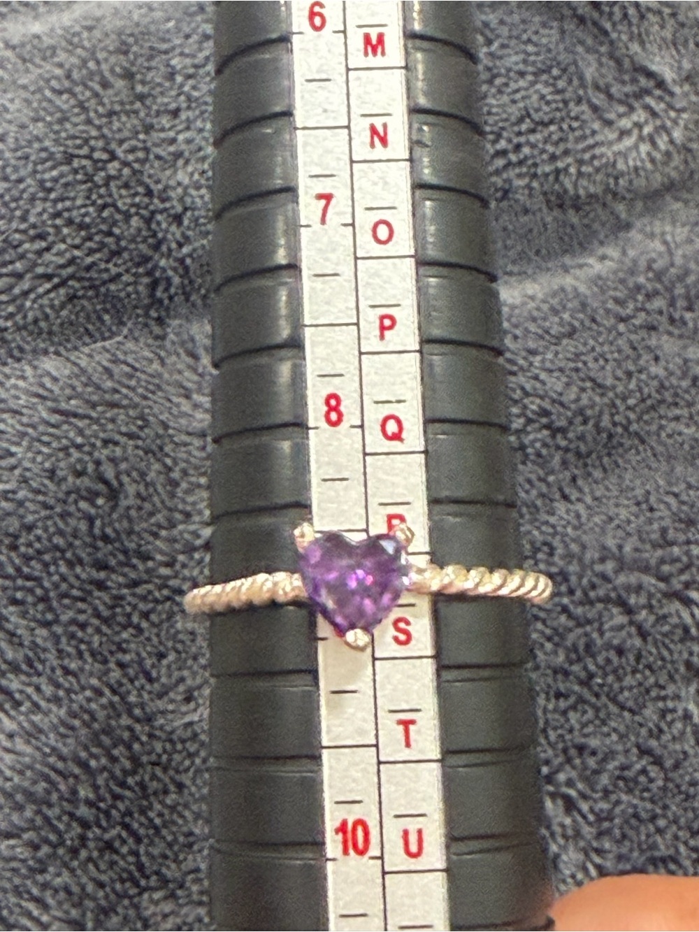 Vintage Sterling Silver Size 8 Heart Amethyst Ring 925 #461